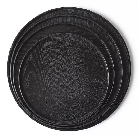 Wholesale Solid Wood Fruit Plate Dry Fruit Snack Plate Acacia Wood Salad Wooden Large Dinner Plate