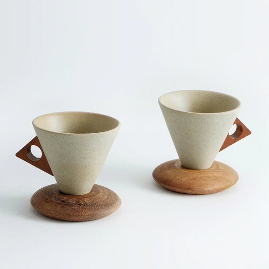 The Ceramic Cup and Wooden Saucer